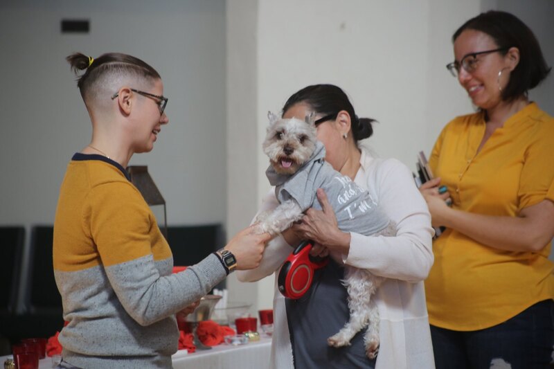 Providing prayers and blessings to animals of all stripes during Throop UU's annual blessing of the animals. This dog, Mr. Man, enjoyed his time in the sanctuary.